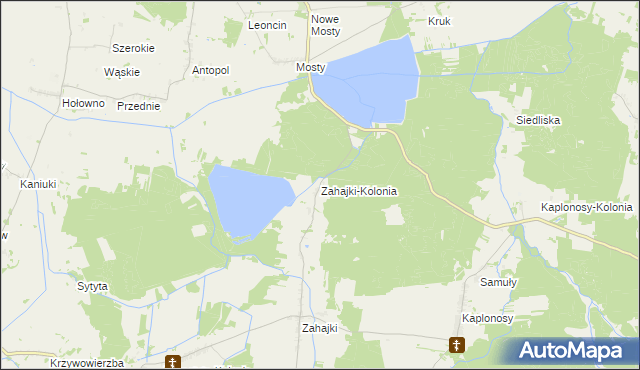 mapa Zahajki-Kolonia, Zahajki-Kolonia na mapie Targeo