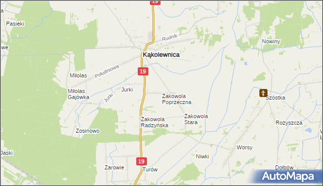 mapa Żakowola Poprzeczna, Żakowola Poprzeczna na mapie Targeo