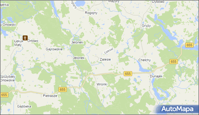 mapa Zalesie gmina Świętajno, Zalesie gmina Świętajno na mapie Targeo