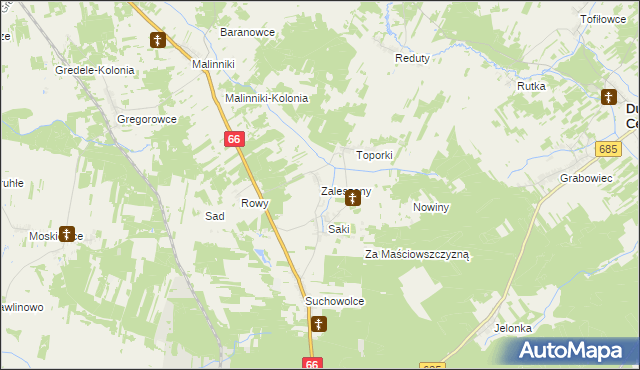 mapa Zaleszany gmina Kleszczele, Zaleszany gmina Kleszczele na mapie Targeo