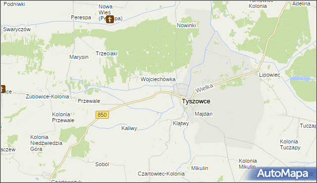 mapa Zamłynie gmina Tyszowce, Zamłynie gmina Tyszowce na mapie Targeo