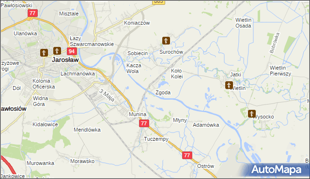 mapa Zgoda gmina Jarosław, Zgoda gmina Jarosław na mapie Targeo