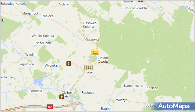 mapa Zielone Osada, Zielone Osada na mapie Targeo