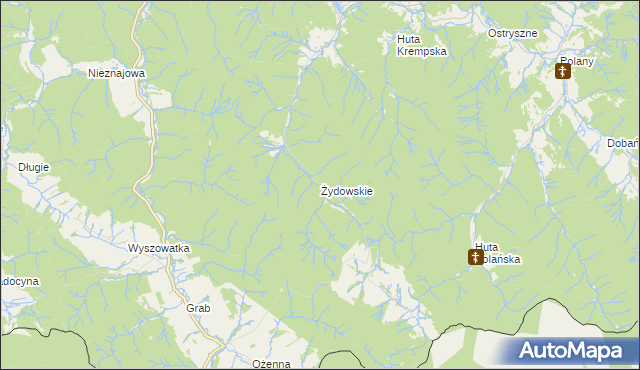 mapa Żydowskie gmina Krempna, Żydowskie gmina Krempna na mapie Targeo