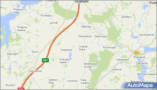 mapa Grauże Stare, Grauże Stare na mapie Targeo