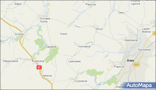 mapa Kolnowice, Kolnowice na mapie Targeo