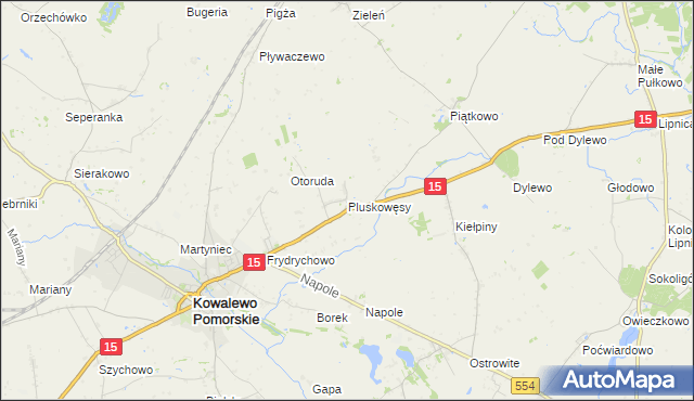 mapa Pluskowęsy gmina Kowalewo Pomorskie, Pluskowęsy gmina Kowalewo Pomorskie na mapie Targeo