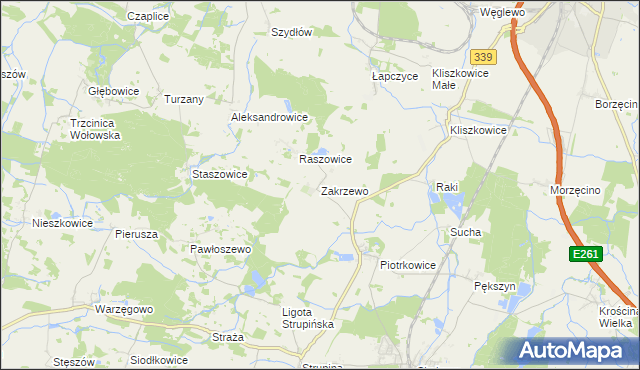 mapa Zakrzewo gmina Prusice, Zakrzewo gmina Prusice na mapie Targeo