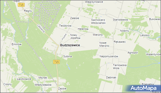 mapa Adamów gmina Budziszewice, Adamów gmina Budziszewice na mapie Targeo