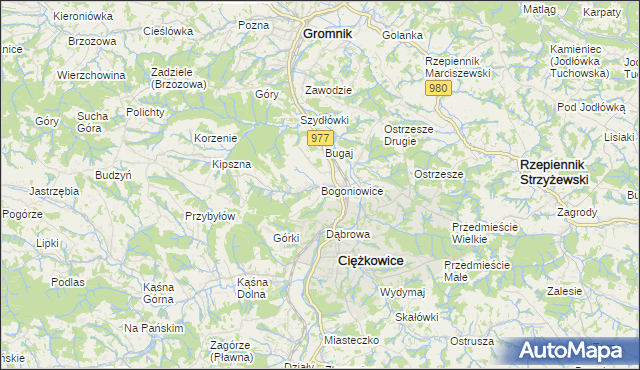 mapa Bogoniowice, Bogoniowice na mapie Targeo