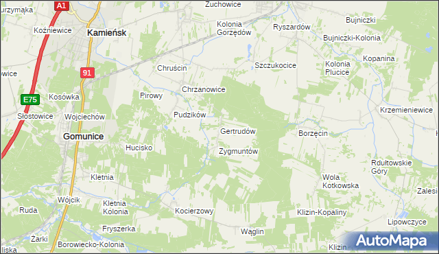 mapa Gertrudów, Gertrudów na mapie Targeo