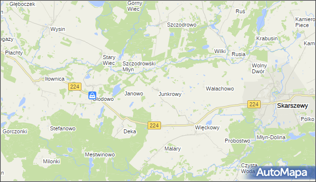 mapa Junkrowy, Junkrowy na mapie Targeo