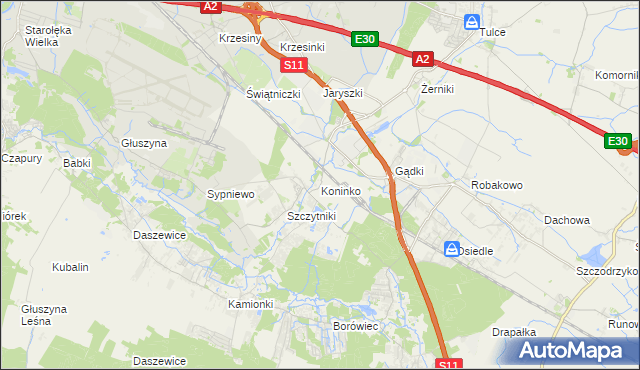 mapa Koninko, Koninko na mapie Targeo
