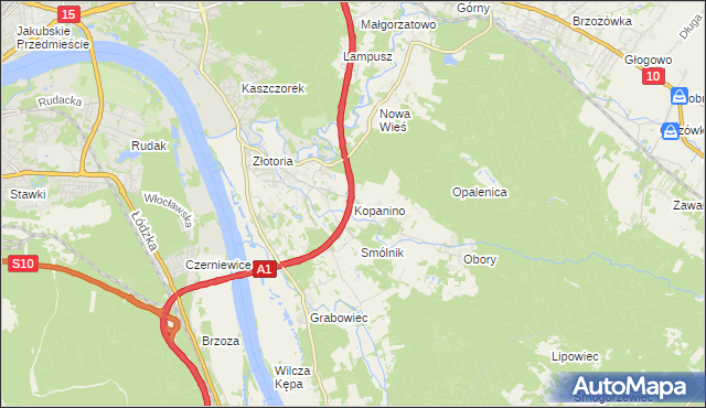 mapa Kopanino gmina Lubicz, Kopanino gmina Lubicz na mapie Targeo