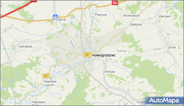 mapa Nowogrodziec, Nowogrodziec na mapie Targeo