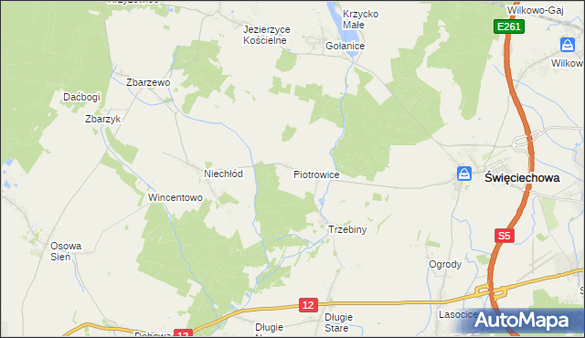 mapa Piotrowice gmina Święciechowa, Piotrowice gmina Święciechowa na mapie Targeo