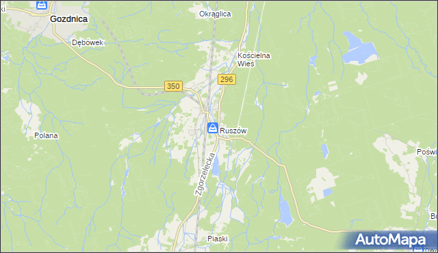 mapa Ruszów gmina Węgliniec, Ruszów gmina Węgliniec na mapie Targeo