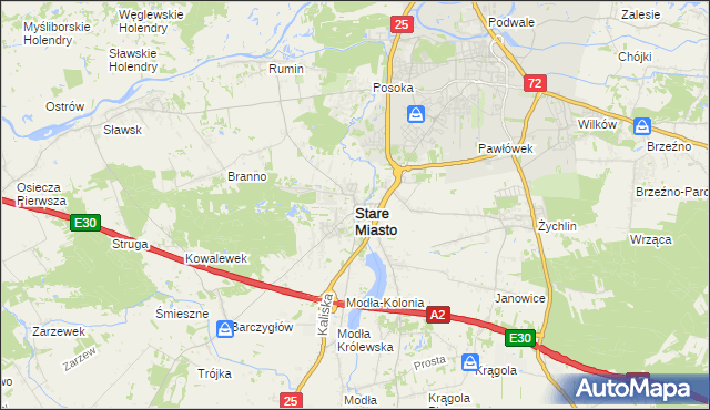 mapa Stare Miasto powiat koniński, Stare Miasto powiat koniński na mapie Targeo