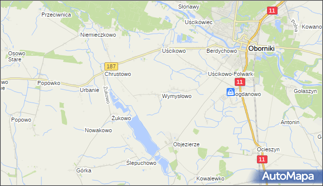 mapa Wymysłowo gmina Oborniki, Wymysłowo gmina Oborniki na mapie Targeo
