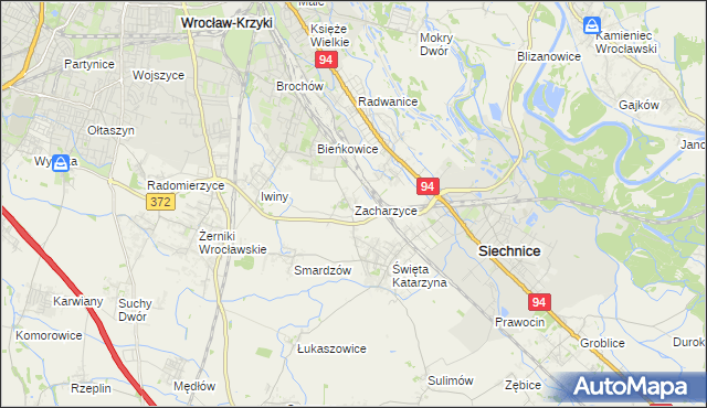 mapa Zacharzyce, Zacharzyce na mapie Targeo