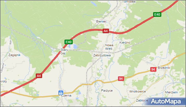 mapa Zebrzydowa, Zebrzydowa na mapie Targeo