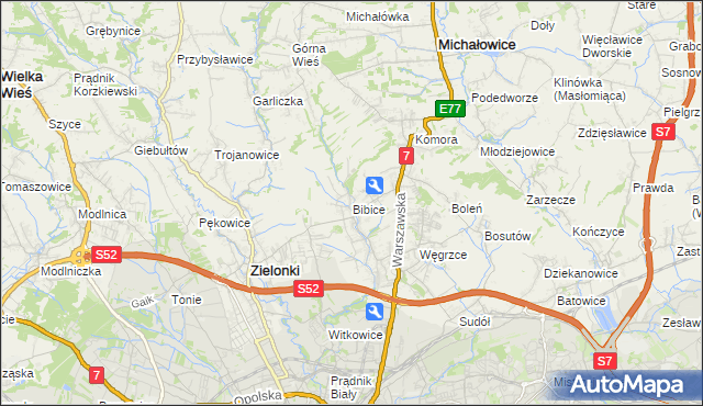 mapa Bibice, Bibice na mapie Targeo