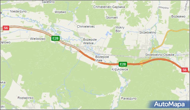 mapa Bożepole Małe, Bożepole Małe na mapie Targeo