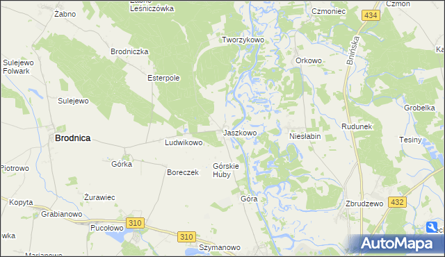 mapa Jaszkowo gmina Brodnica, Jaszkowo gmina Brodnica na mapie Targeo