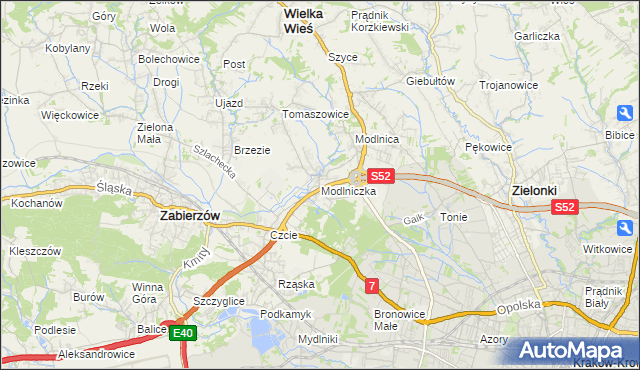 mapa Modlniczka, Modlniczka na mapie Targeo