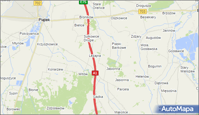 mapa Stare Piaski gmina Piątek, Stare Piaski gmina Piątek na mapie Targeo