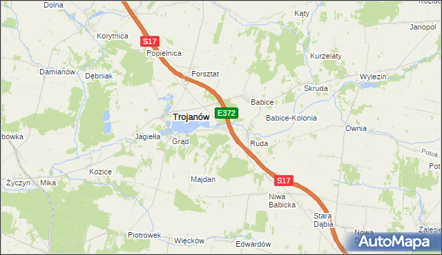 mapa Żabianka gmina Trojanów, Żabianka gmina Trojanów na mapie Targeo