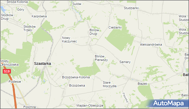 mapa Blinów Pierwszy, Blinów Pierwszy na mapie Targeo