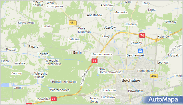 mapa Domiechowice, Domiechowice na mapie Targeo