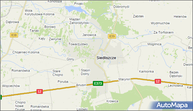 mapa Siedliszcze powiat chełmski, Siedliszcze powiat chełmski na mapie Targeo