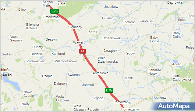 mapa Wola Dziankowska, Wola Dziankowska na mapie Targeo