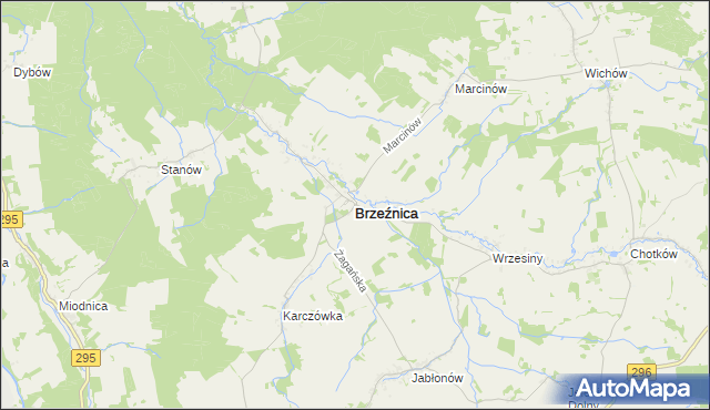 mapa Brzeźnica powiat żagański, Brzeźnica powiat żagański na mapie Targeo