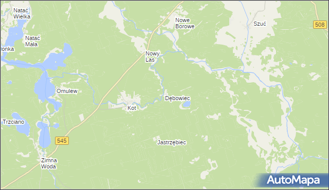 mapa Dębowiec gmina Jedwabno, Dębowiec gmina Jedwabno na mapie Targeo