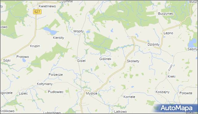 mapa Giślinek, Giślinek na mapie Targeo