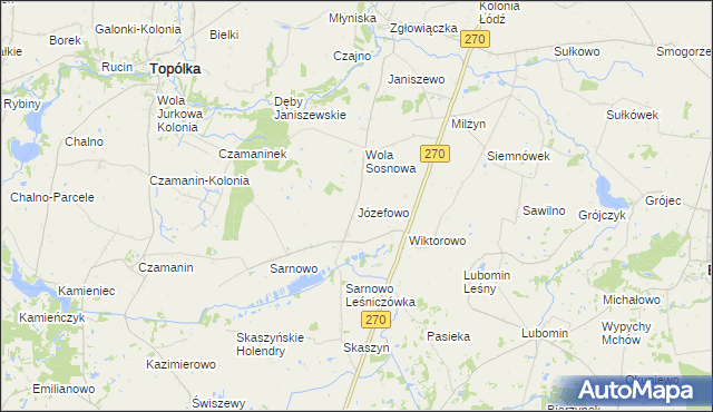 mapa Józefowo gmina Lubraniec, Józefowo gmina Lubraniec na mapie Targeo
