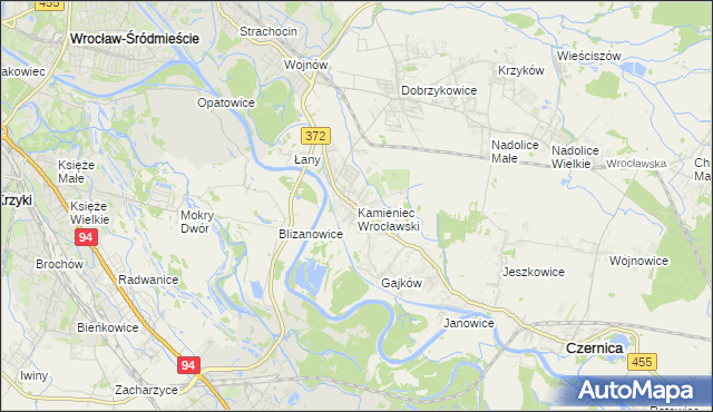 mapa Kamieniec Wrocławski, Kamieniec Wrocławski na mapie Targeo