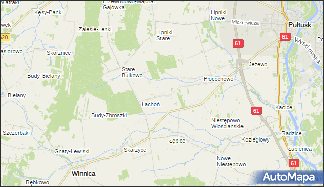 mapa Kokoszka gmina Pułtusk, Kokoszka gmina Pułtusk na mapie Targeo