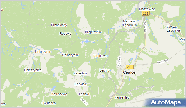 mapa Krępkowo gmina Cewice, Krępkowo gmina Cewice na mapie Targeo
