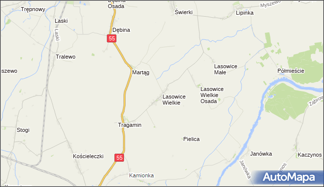 mapa Lasowice Wielkie gmina Malbork, Lasowice Wielkie gmina Malbork na mapie Targeo