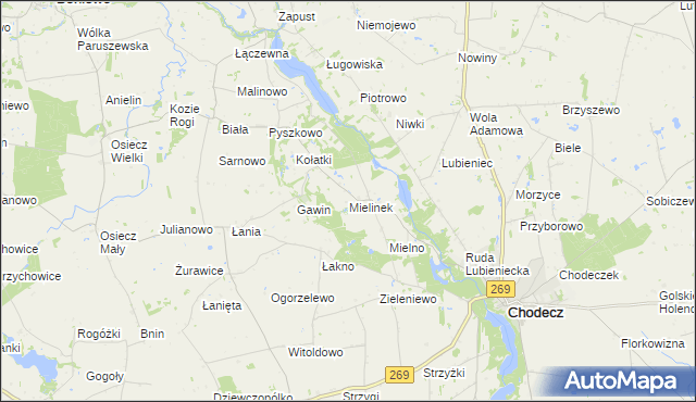 mapa Mielinek, Mielinek na mapie Targeo