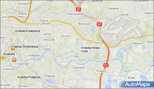 mapa Nowa Huta gmina Kraków, Nowa Huta gmina Kraków na mapie Targeo