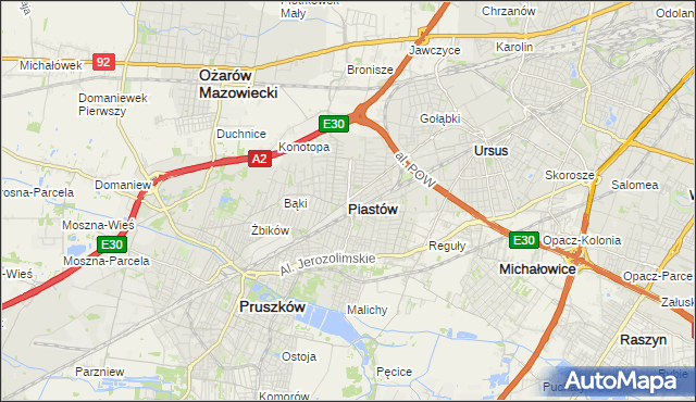 mapa Piastów powiat pruszkowski, Piastów powiat pruszkowski na mapie Targeo