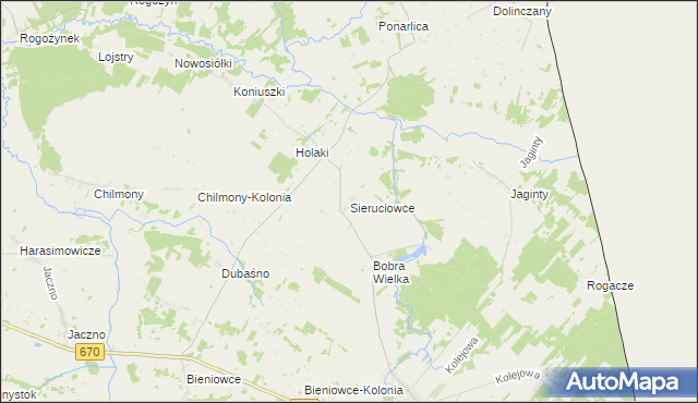 mapa Sieruciowce, Sieruciowce na mapie Targeo