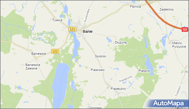 mapa Skotniki gmina Banie, Skotniki gmina Banie na mapie Targeo