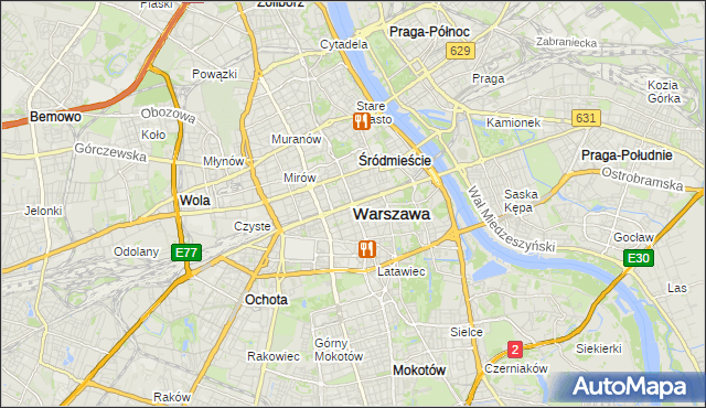 mapa Warszawy, Warszawa na mapie Targeo