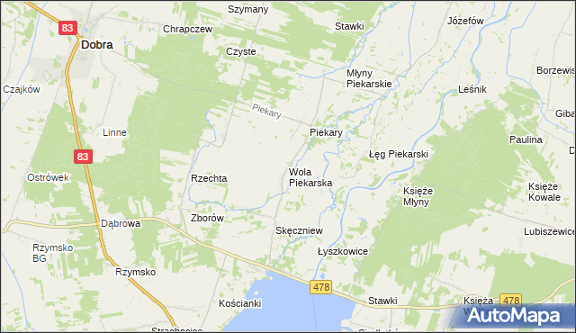 mapa Wola Piekarska, Wola Piekarska na mapie Targeo